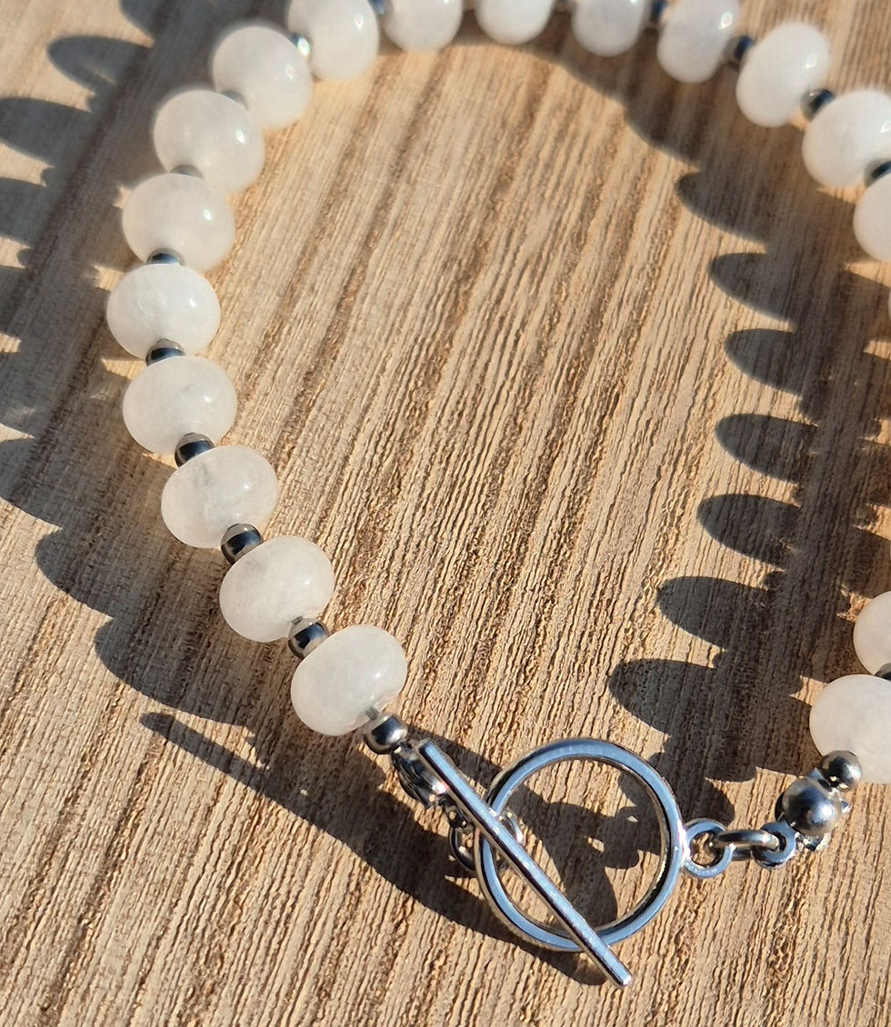 Thumbnail: White Jade Bracelet ~ SILVER 