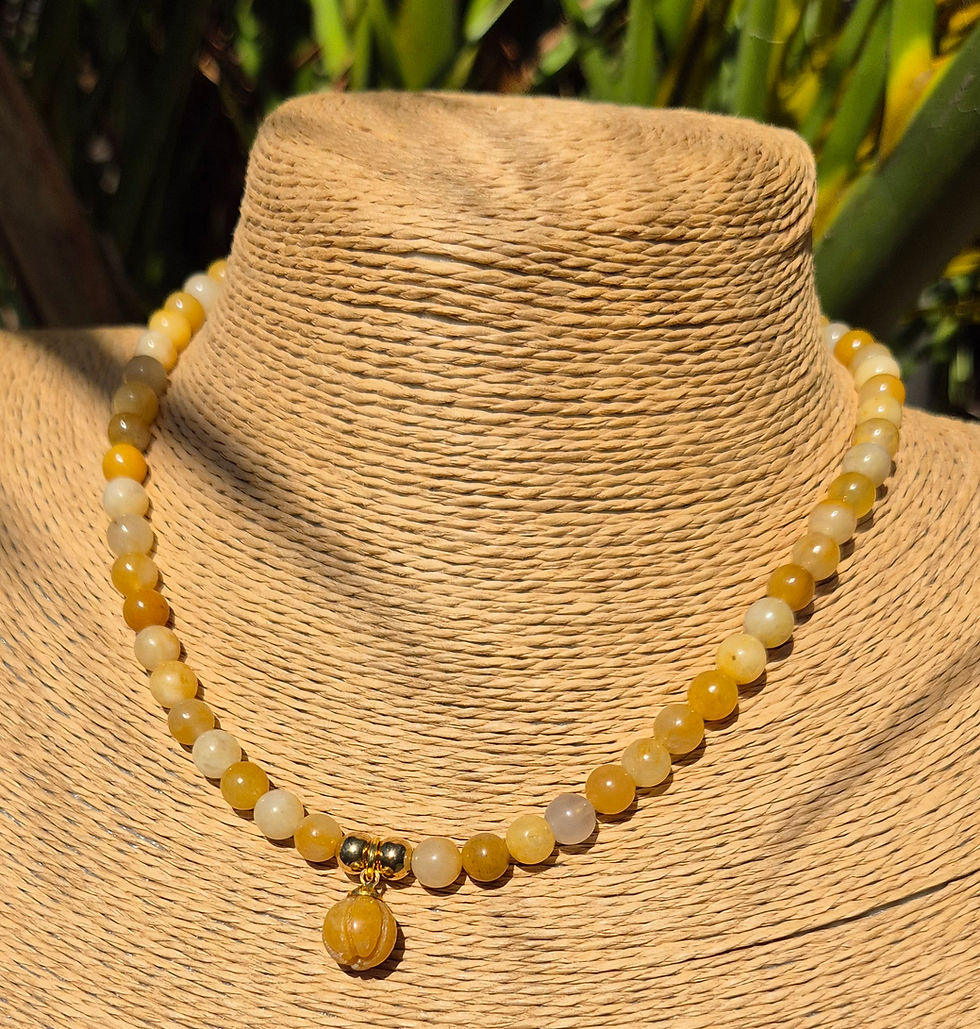 Thumbnail: Yellow Jade Pumpkin Necklace Halloween 