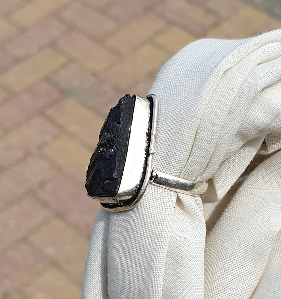Thumbnail: Black Tourmaline ring size M