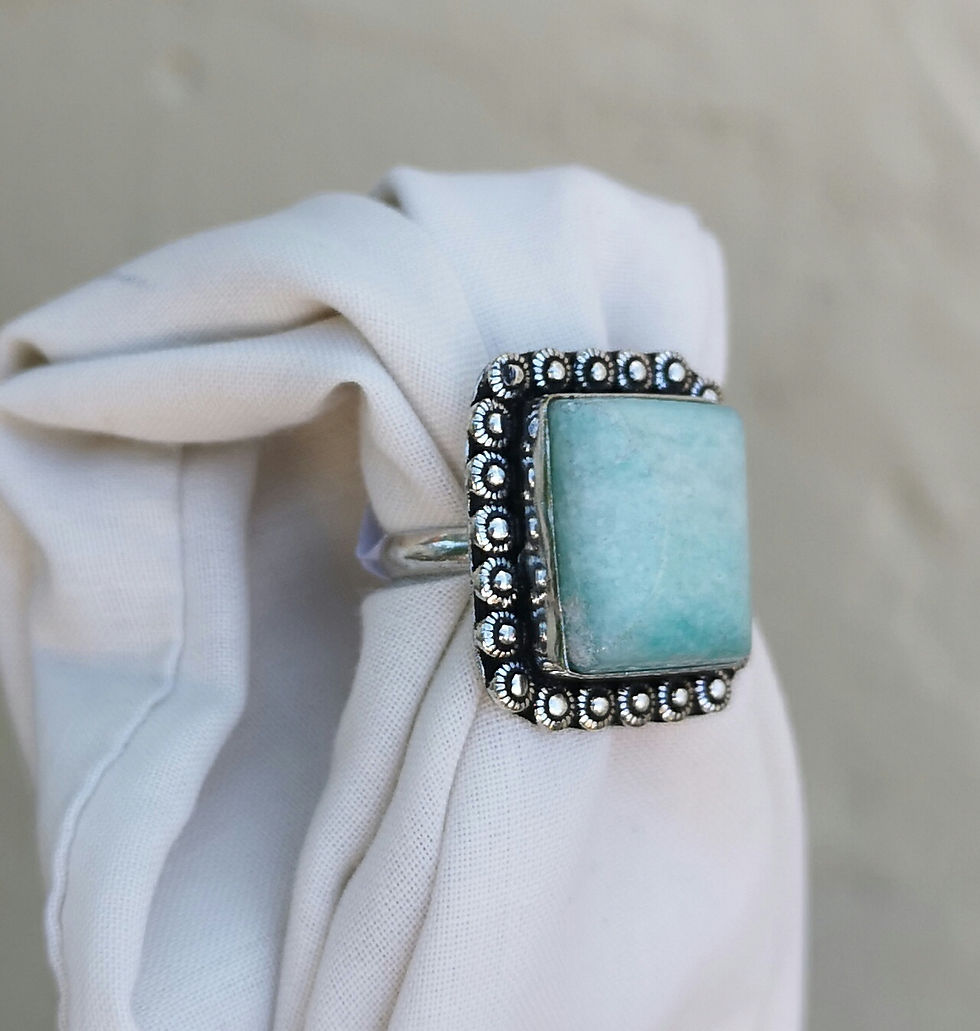 Thumbnail: Amazonite ring size Q
