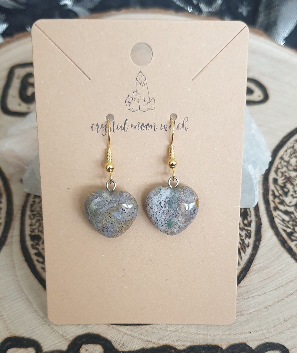 Thumbnail: Moss Agate heart earings 