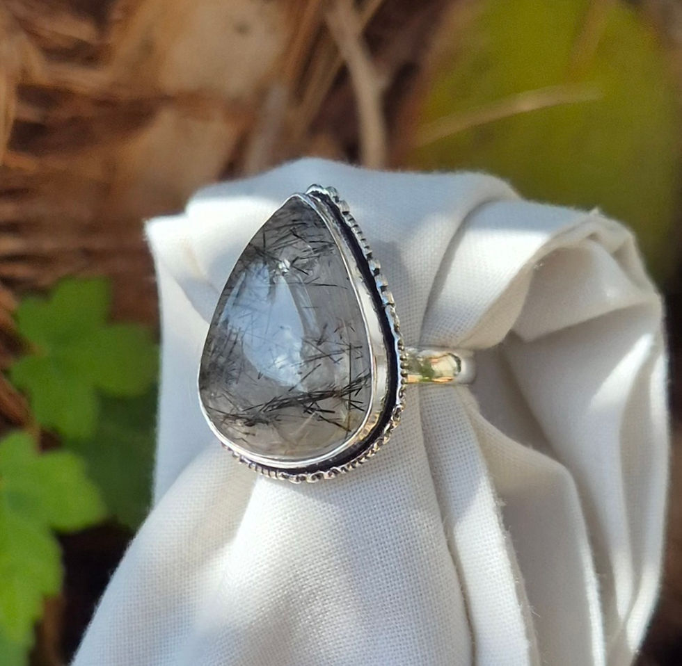 Thumbnail: Tourmaline Quartz Ring Size O