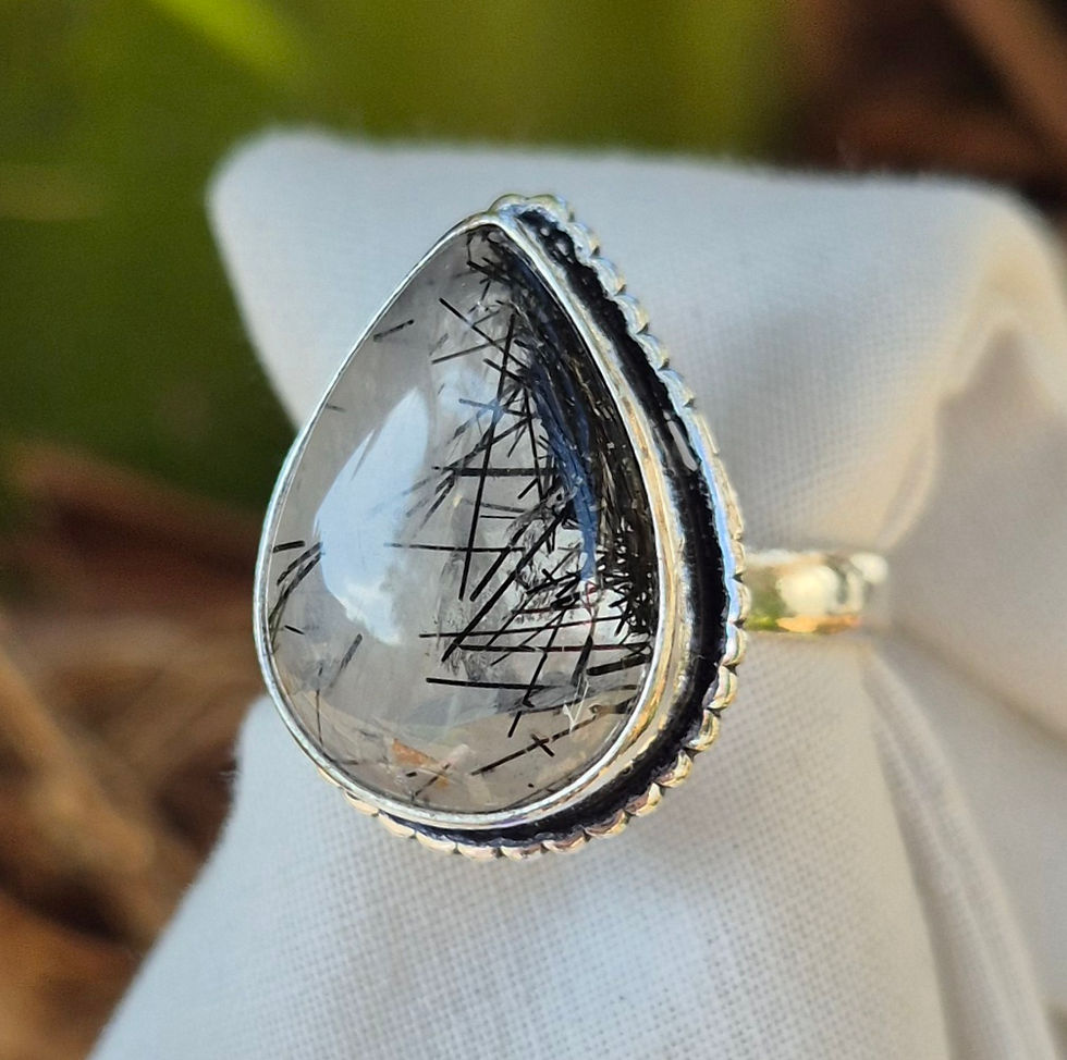 Thumbnail: Tourmaline Quartz ring Size S