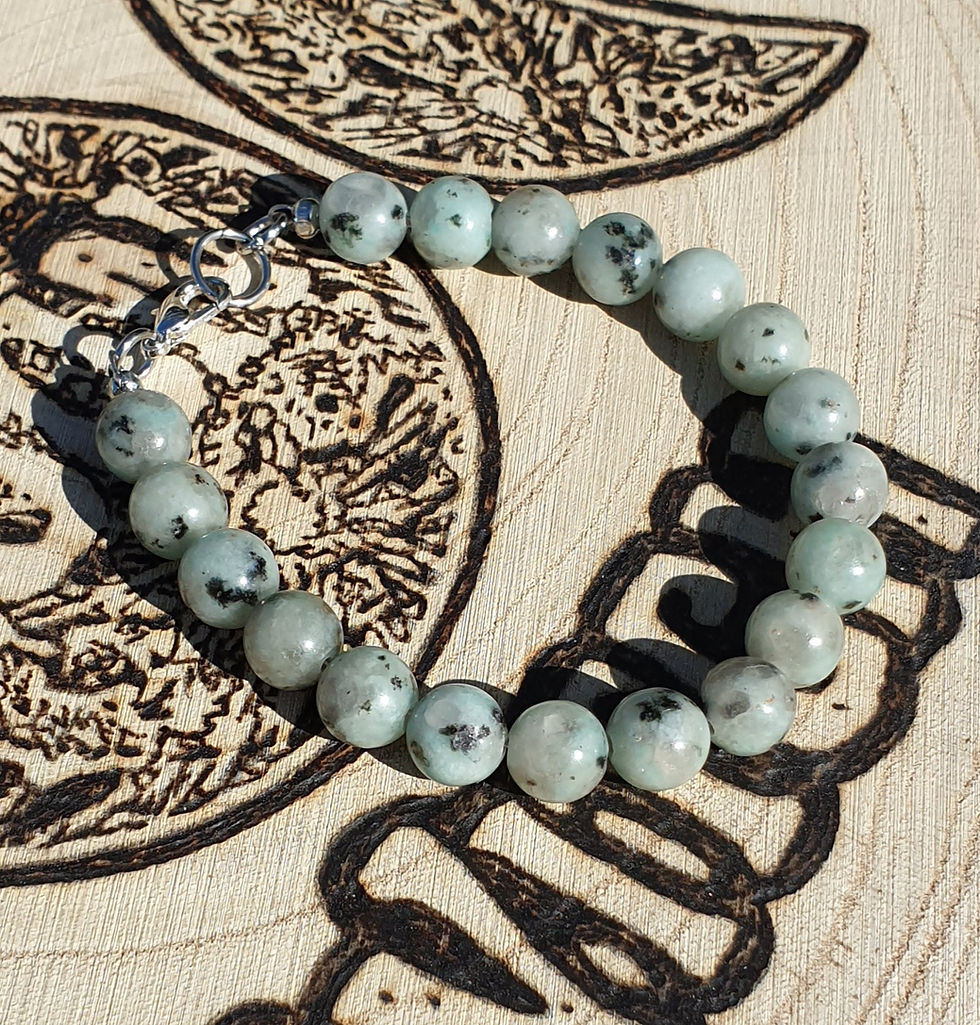 Thumbnail: Kiwi Jasper bracelet ~ SILVER 