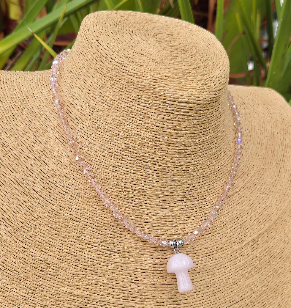 Thumbnail: Rose Quartz Mushroom Necklace 