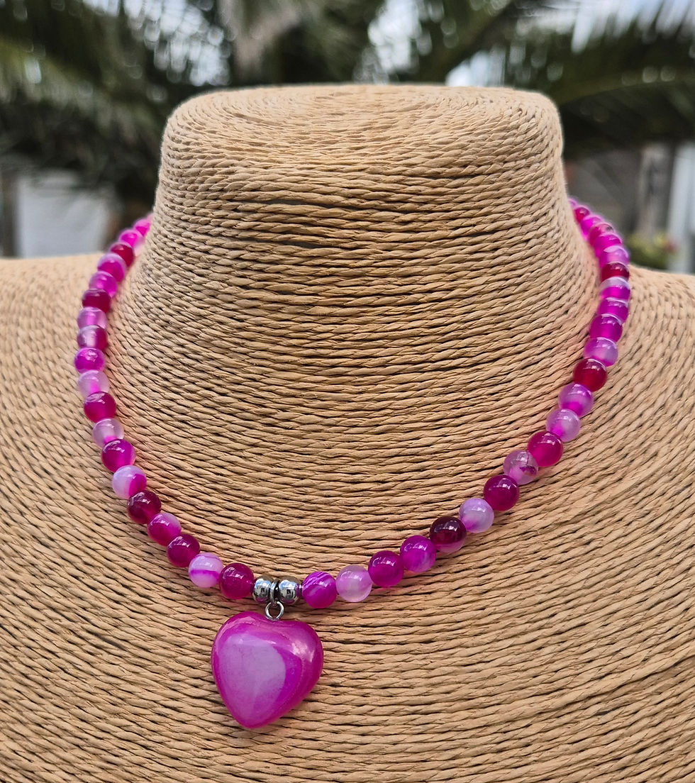 Thumbnail: Pink Agate heart Necklace 