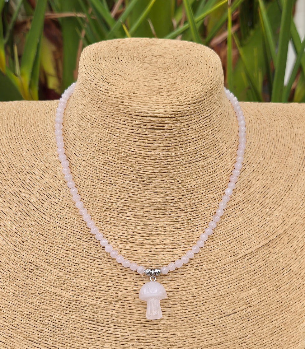 Thumbnail: Rose Quartz Mushroom Necklace 