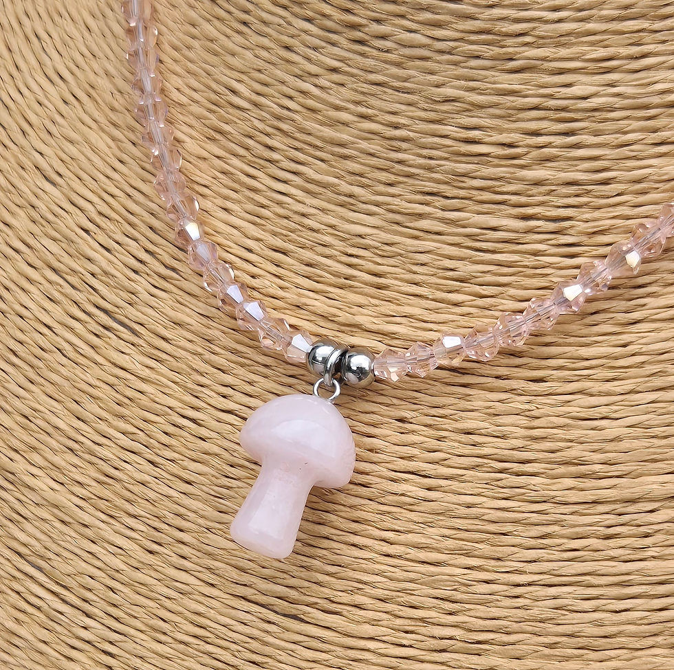 Thumbnail: Rose Quartz Mushroom Necklace 