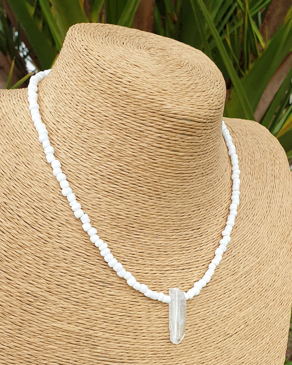 Thumbnail: Angel Aura Quartz necklace WHITE 