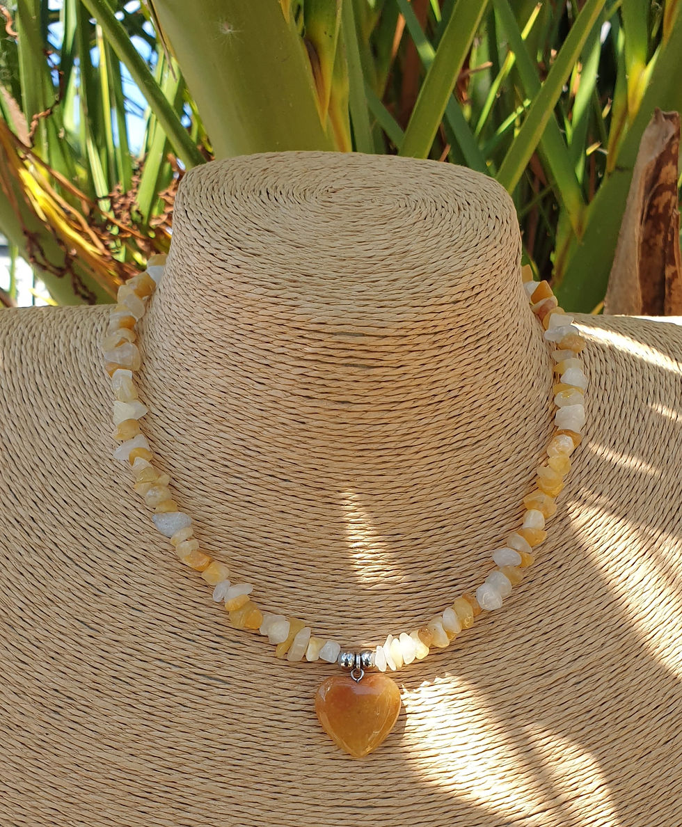 Thumbnail: Yellow Honey Jade heart necklace 