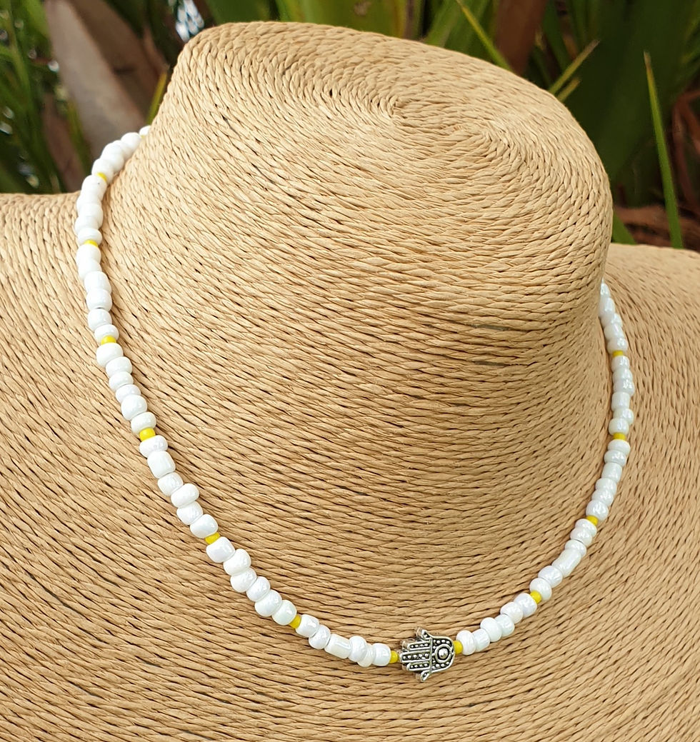 Thumbnail: Hamsa necklace YELLOW