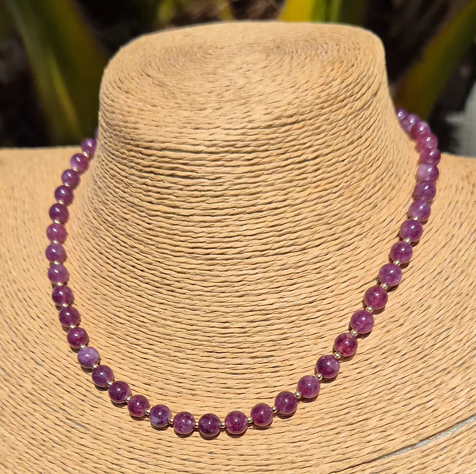 Thumbnail: Lepidolite Necklace Choker ~ GOLD