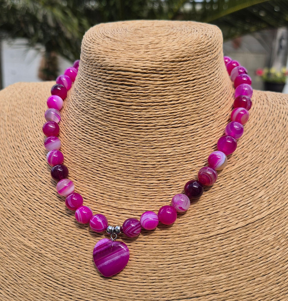 Thumbnail: Pink Agate heart Necklace 