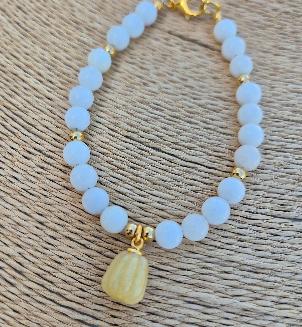 Thumbnail: White Chalcedony pumpkin Bracelet Halloween ~ GOLD