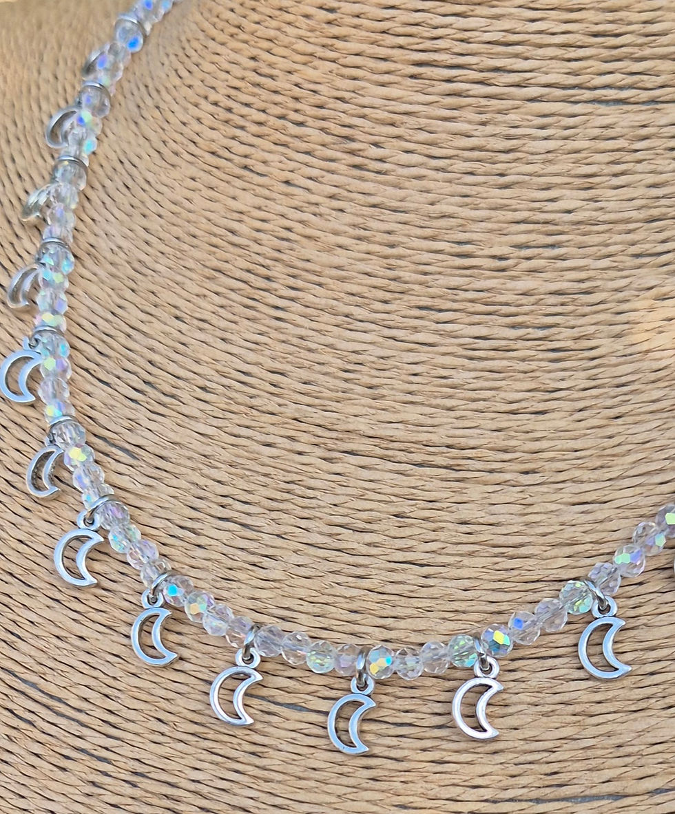 Thumbnail: Glass Crystal Moon charm Necklace 