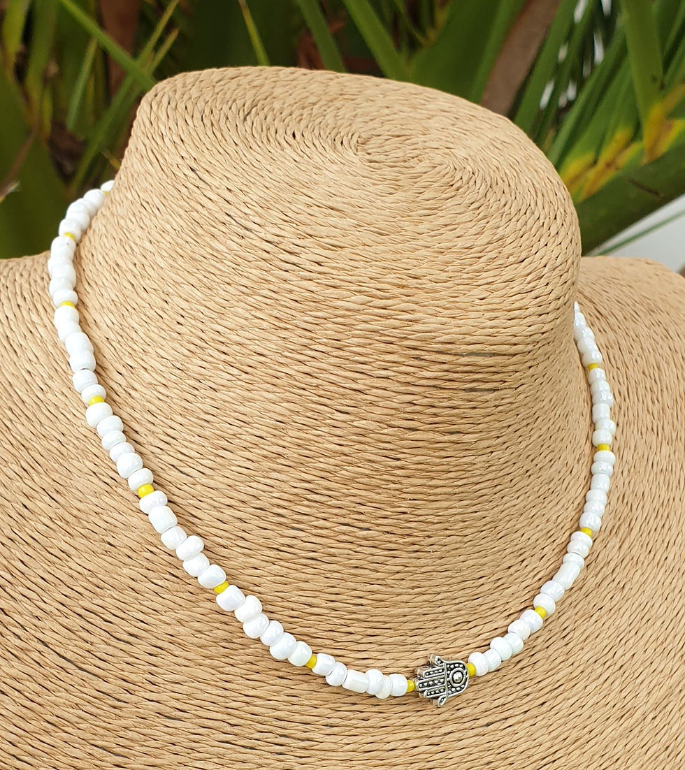 Thumbnail: Hamsa necklace YELLOW