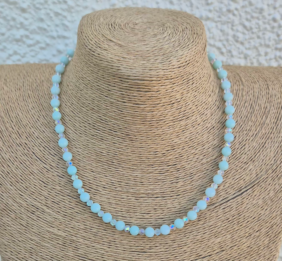 Thumbnail: Aqua Chalcedony Necklace ~ SILVER 