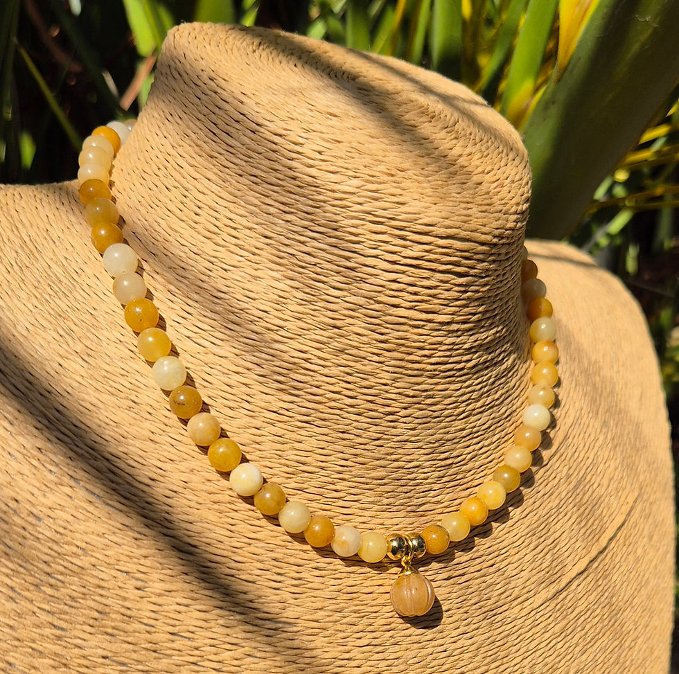 Thumbnail: Yellow Jade Pumpkin Necklace Halloween 