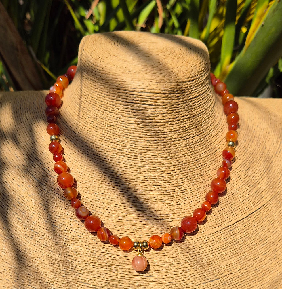 Thumbnail: Carnelian Pumpkin Necklace Halloween 