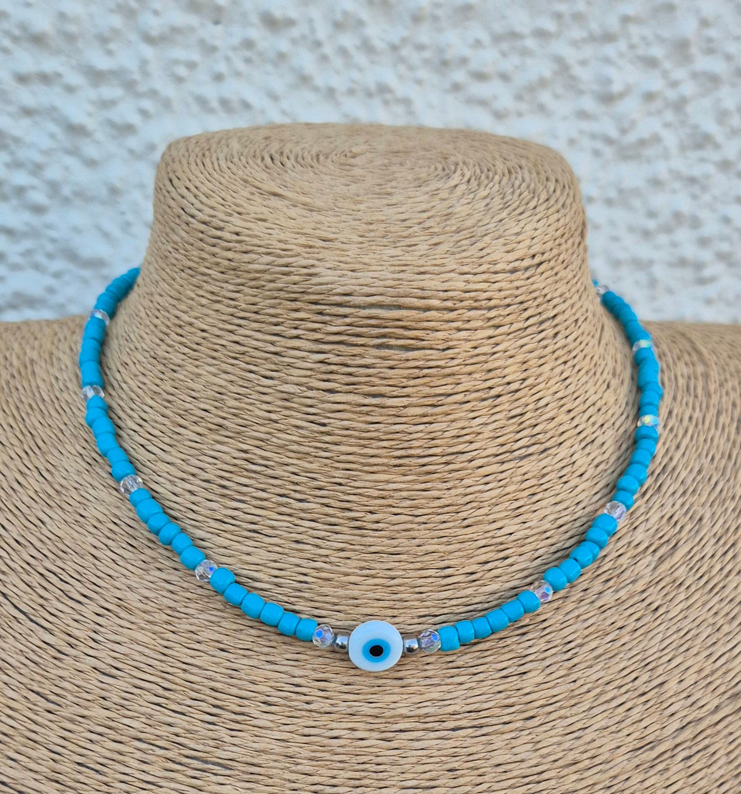 Evil eye Necklace Choker WHITE