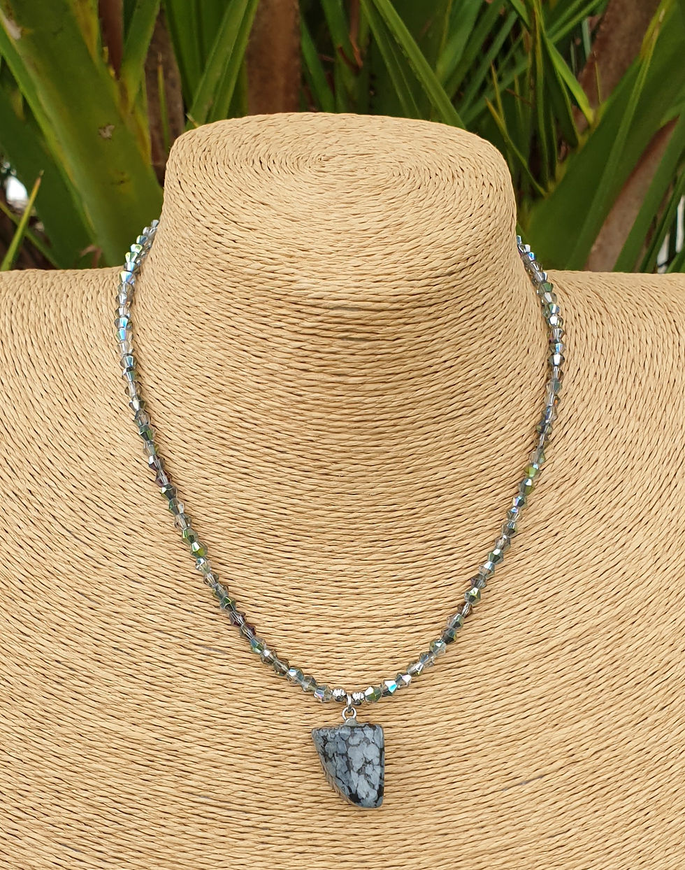 Thumbnail: Snowflake Obsidian necklace 