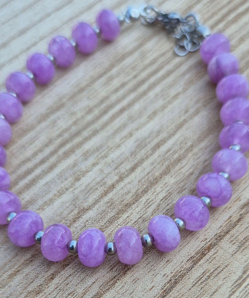 Thumbnail: Lilac Chalcedony Bracelet ~ SILVER