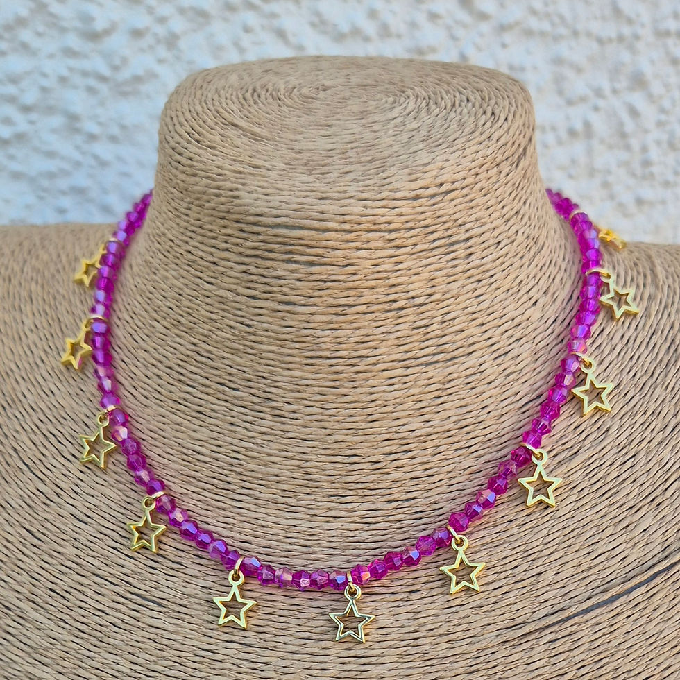 Thumbnail: Glass Crystal Star charm Necklace choker GOLD