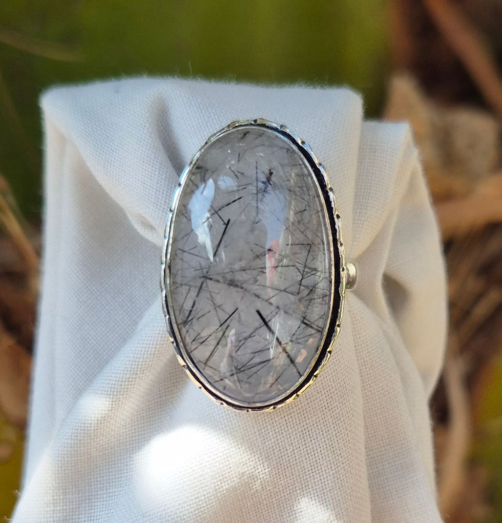 Thumbnail: Tourmaline Quartz Ring Size M