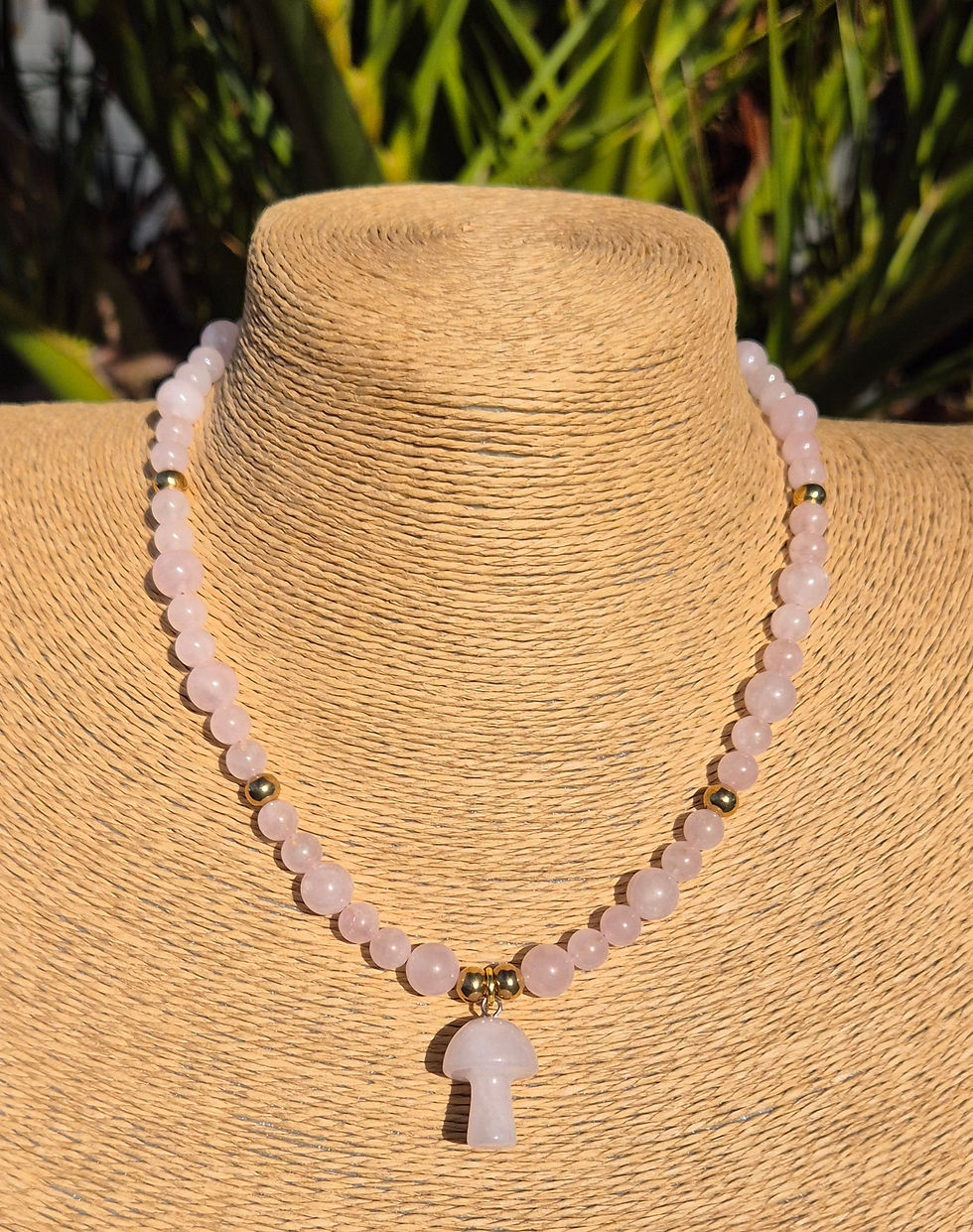 Thumbnail: Rose Quartz Mushroom Necklace 