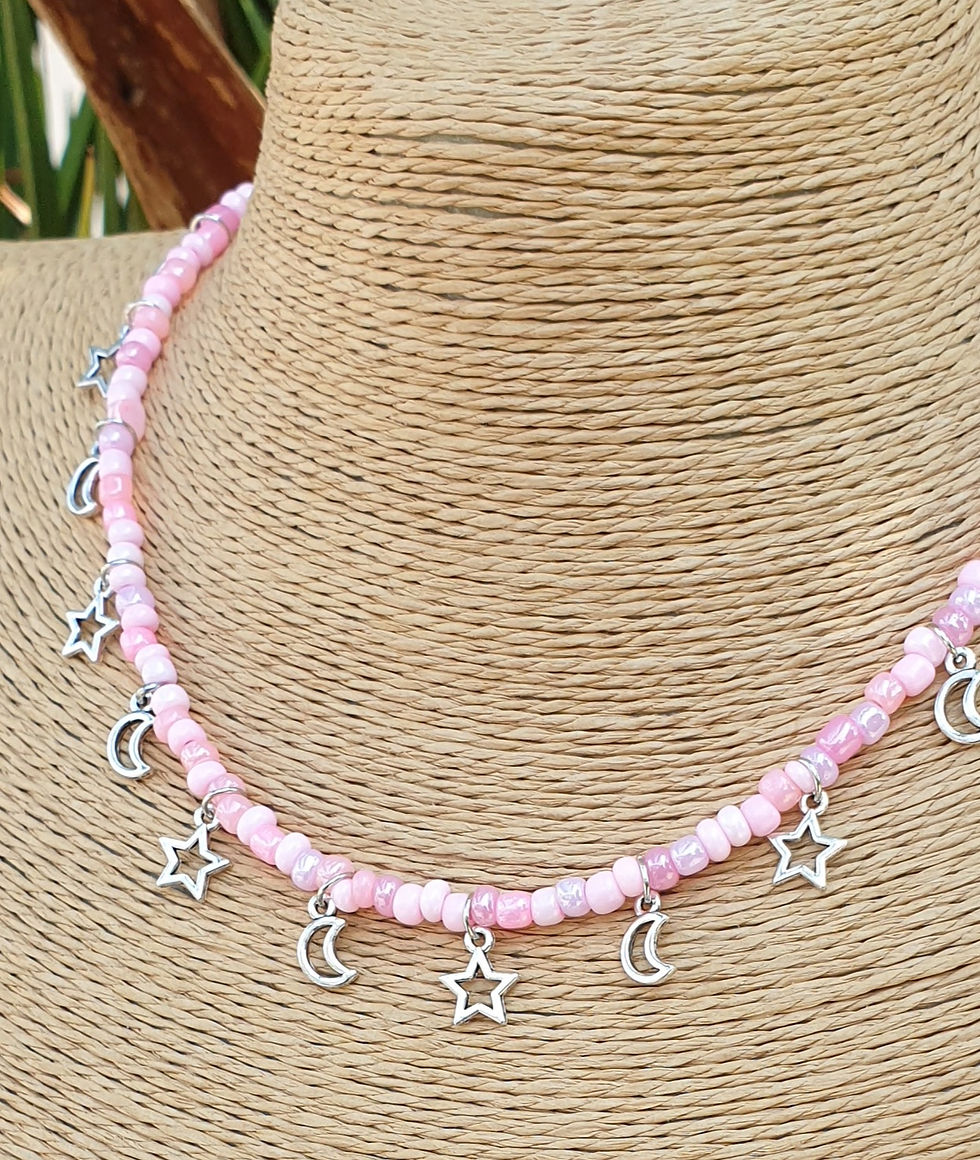 Thumbnail: Star and moon charm necklace SILVER