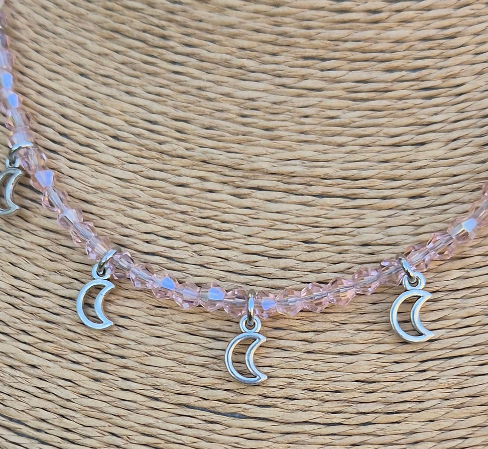 Thumbnail: Glass Crystal Moon charm Necklace 
