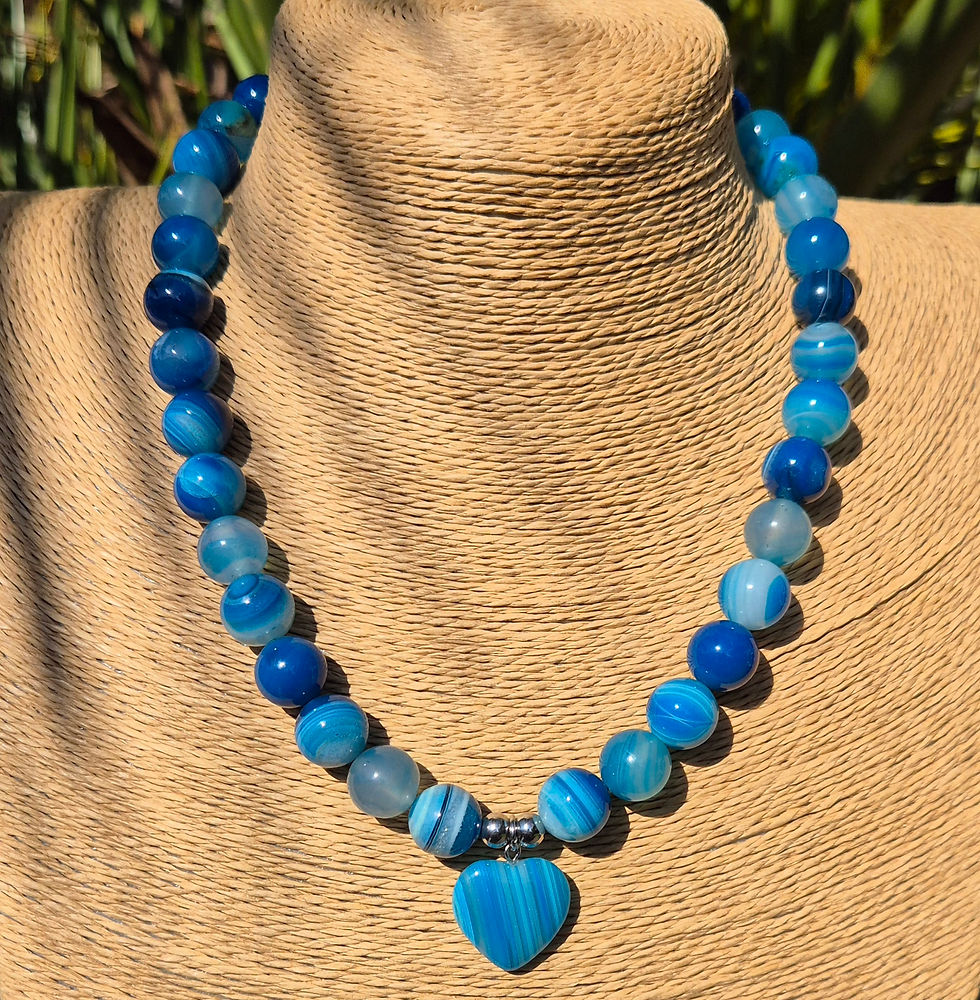 Thumbnail: Blue Agate heart Necklace 