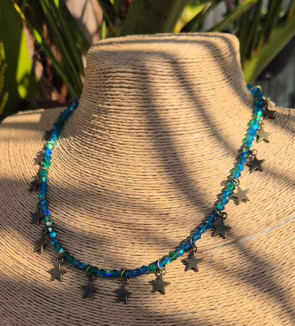 Thumbnail: Glass Crystal Star charm Necklace BRONZE 
