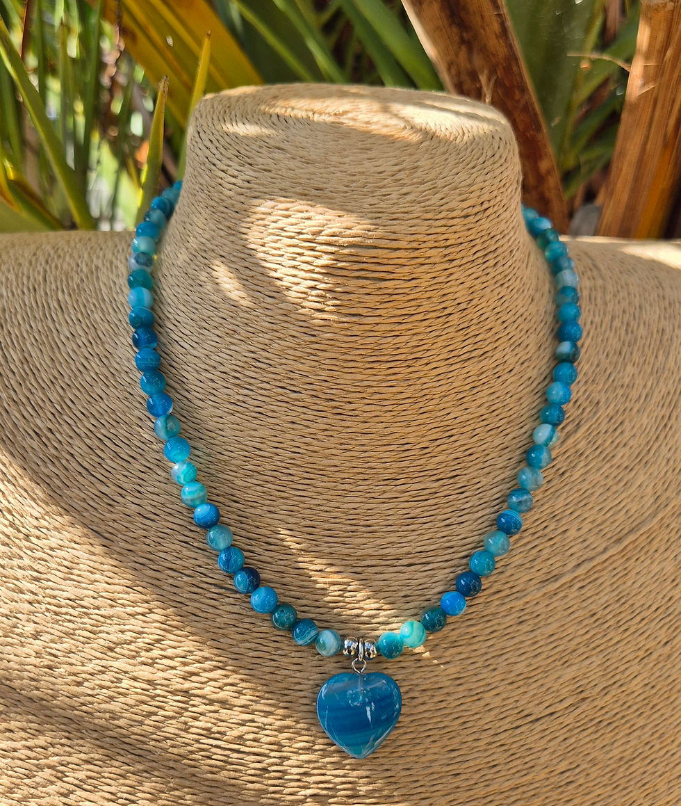 Thumbnail: Blue Agate heart Necklace 