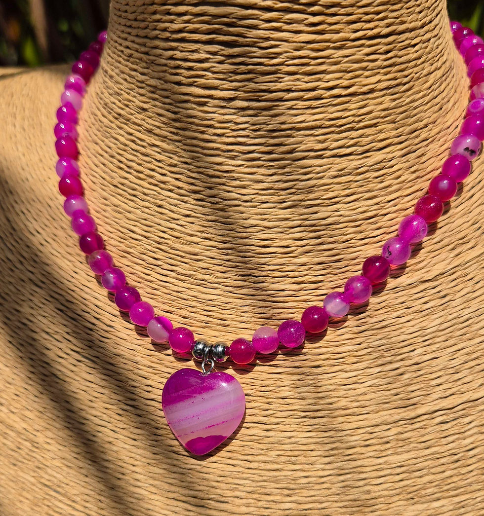 Thumbnail: Pink Agate heart Necklace 