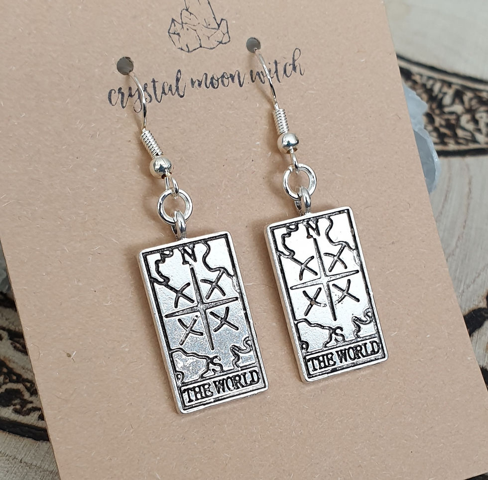 Thumbnail: Tarot card earings THE WORLD 