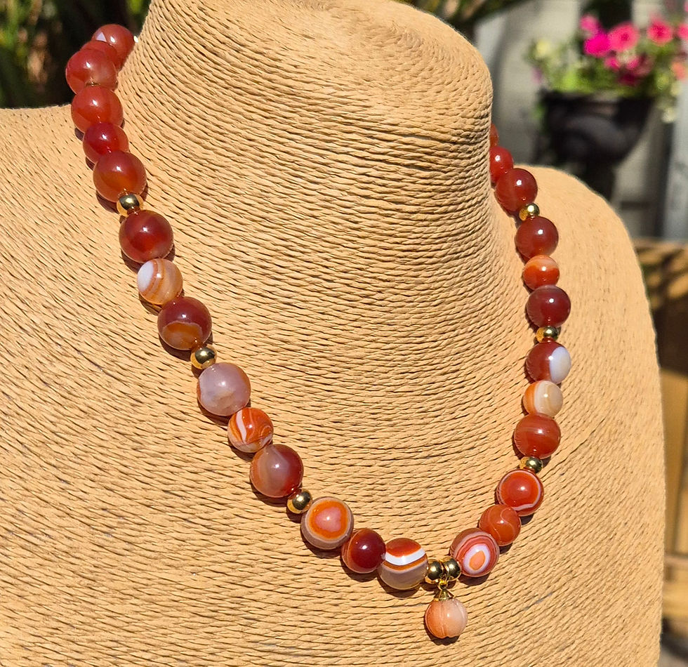 Thumbnail: Carnelian Pumpkin Necklace Halloween 