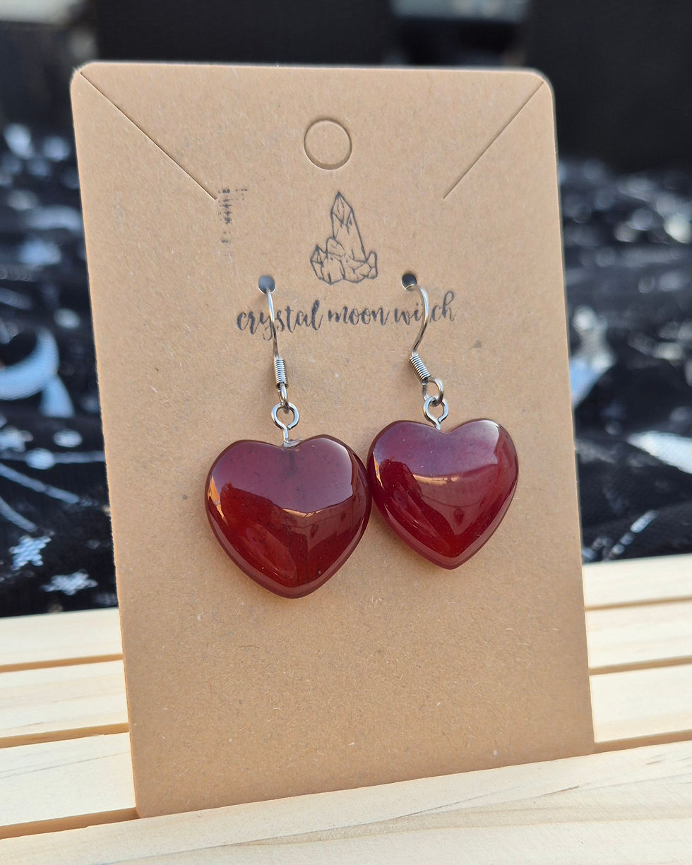 Thumbnail: Carnelian heart Earings 
