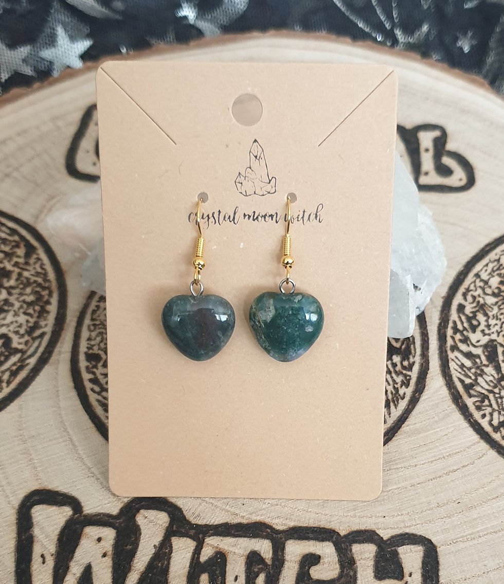 Thumbnail: Moss Agate heart earings 