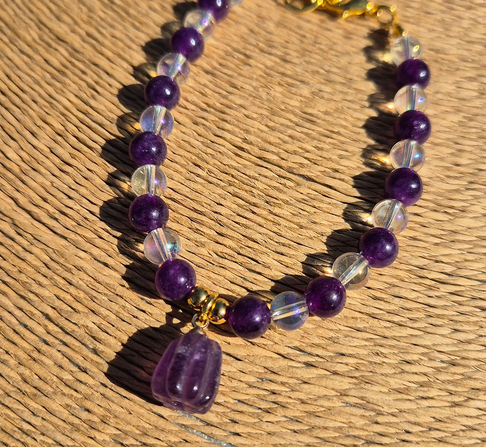 Thumbnail: Amethyst pumpkin Bracelet Halloween ~ GOLD 