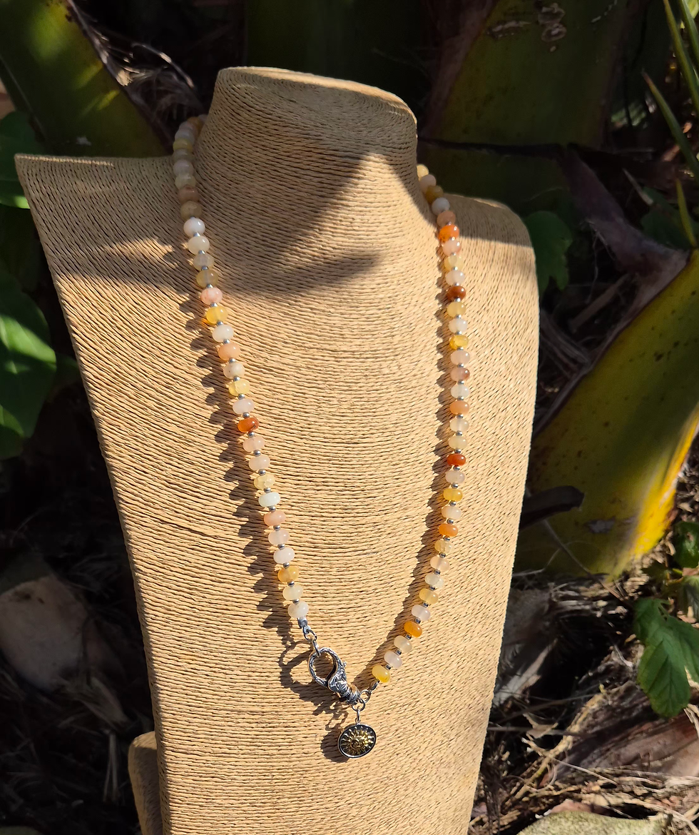 Thumbnail: Yellow Honey Jade Candy Necklace ~ SILVER 