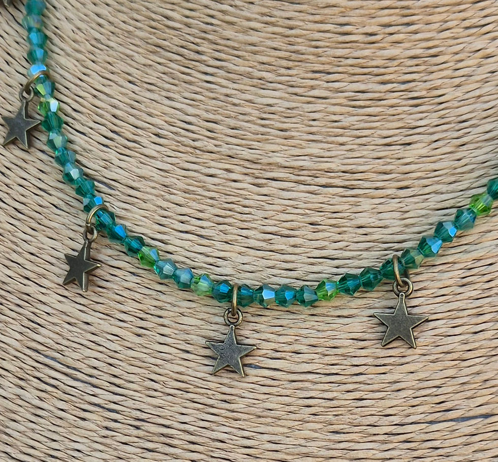 Thumbnail: Glass Crystal Star charm Necklace BRONZE 