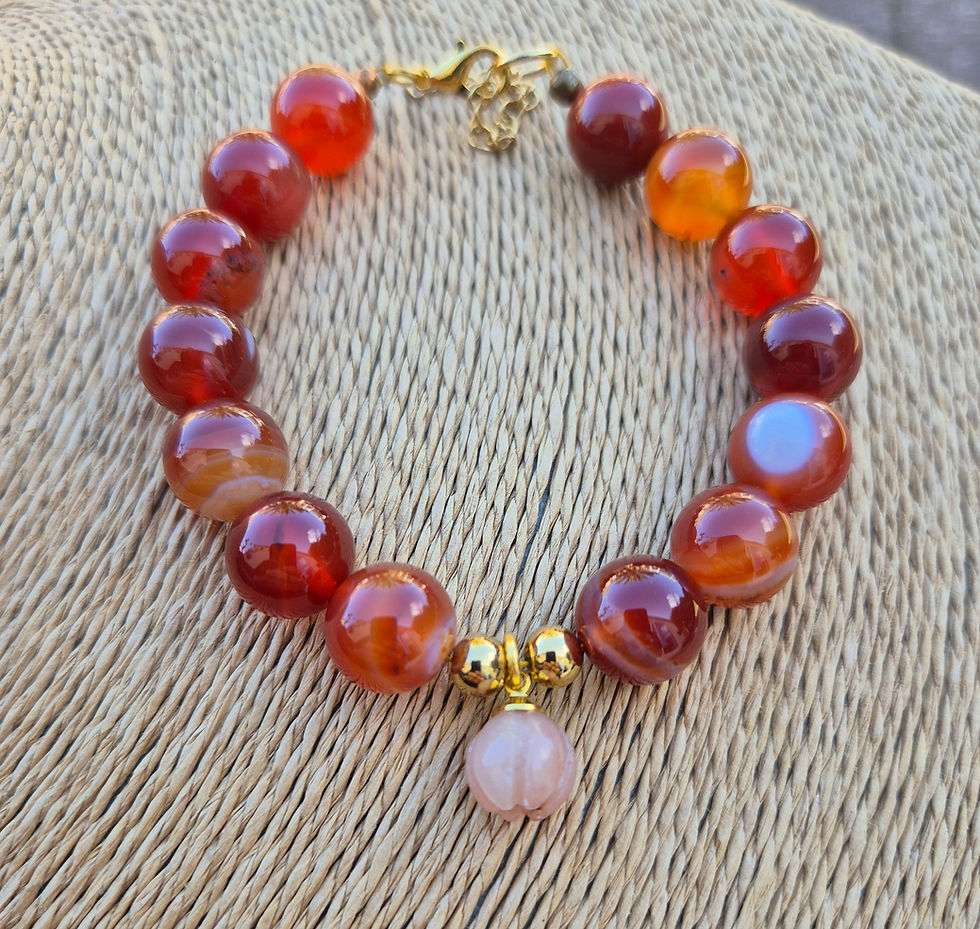 Thumbnail: Carnelian Pumpkin Bracelet Halloween 