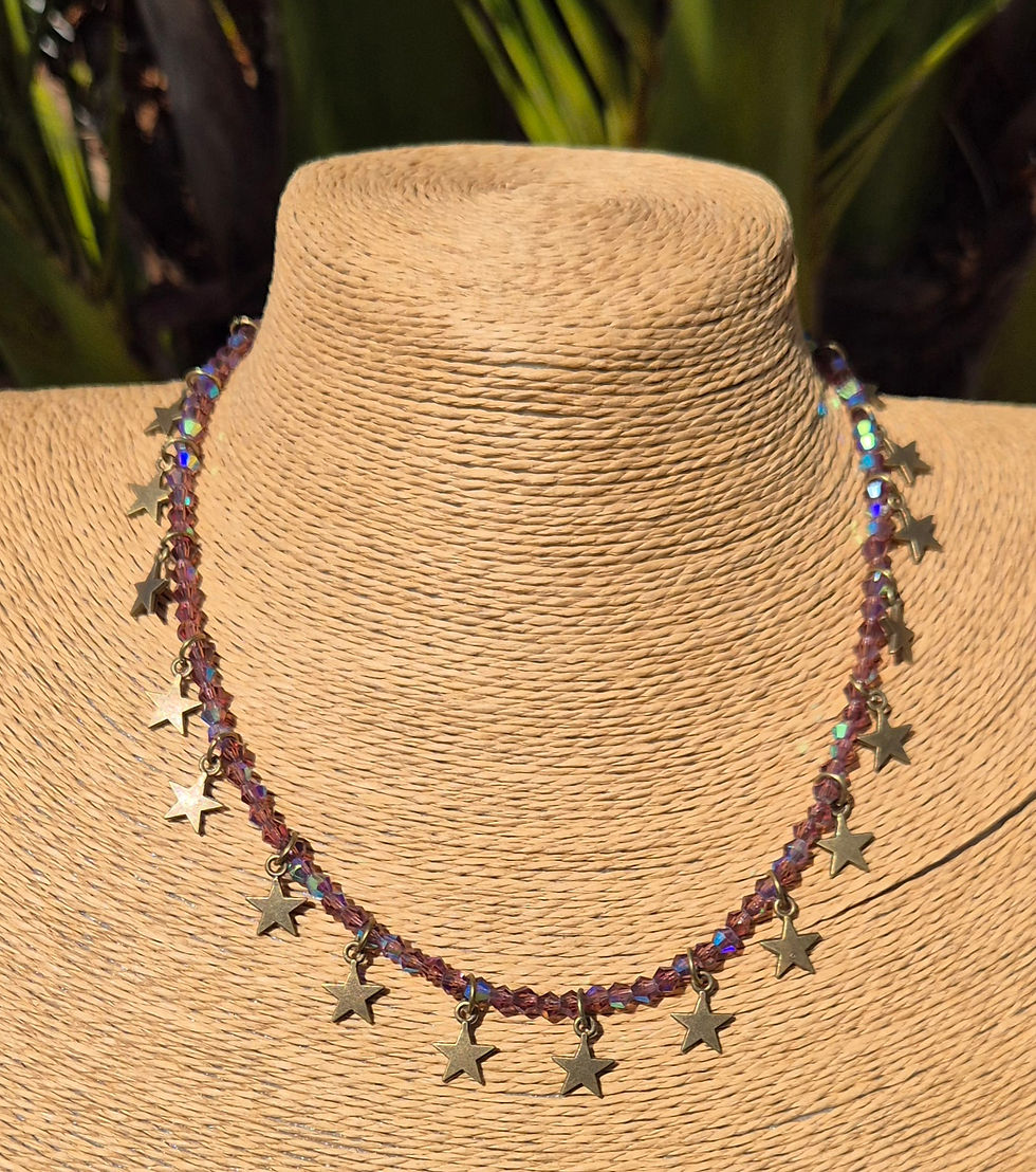 Thumbnail: Glass Crystal Star charm Necklace BRONZE 