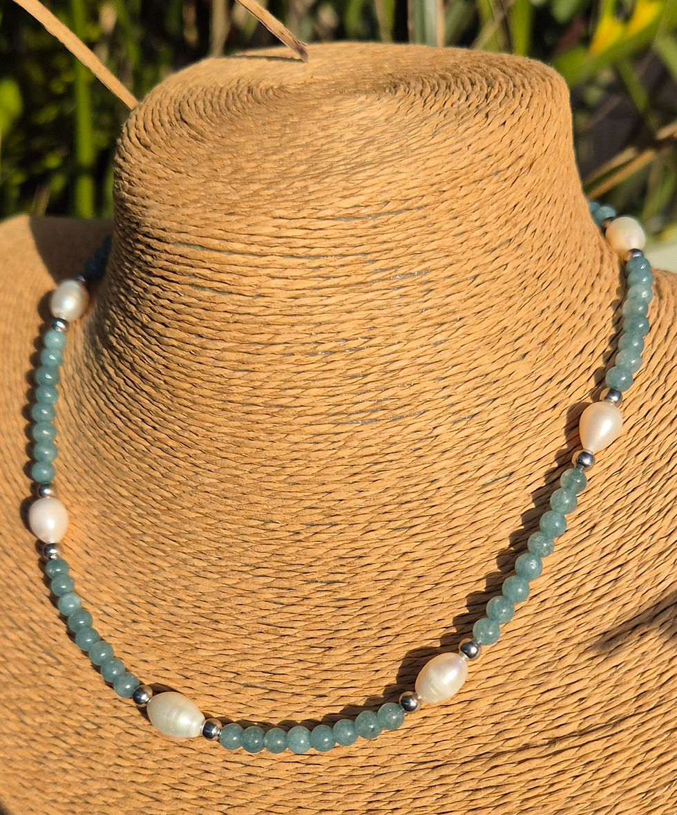 Thumbnail: Aquamarine Freshwater Pearl Necklace 
