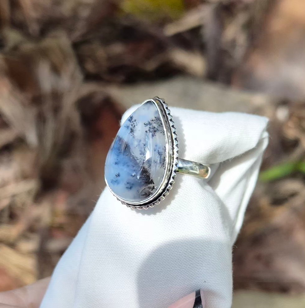 Thumbnail: Dendrite Opal ring Size Q