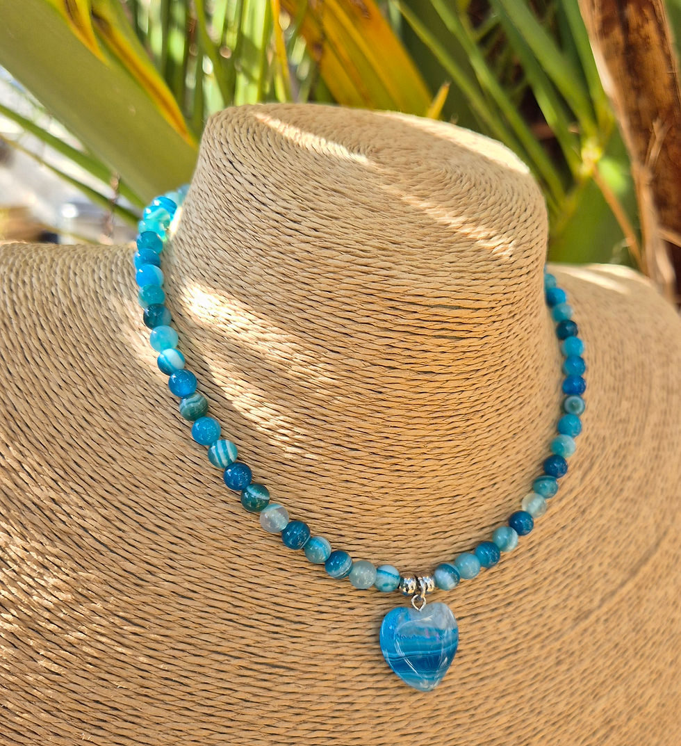 Thumbnail: Blue Agate heart Necklace 