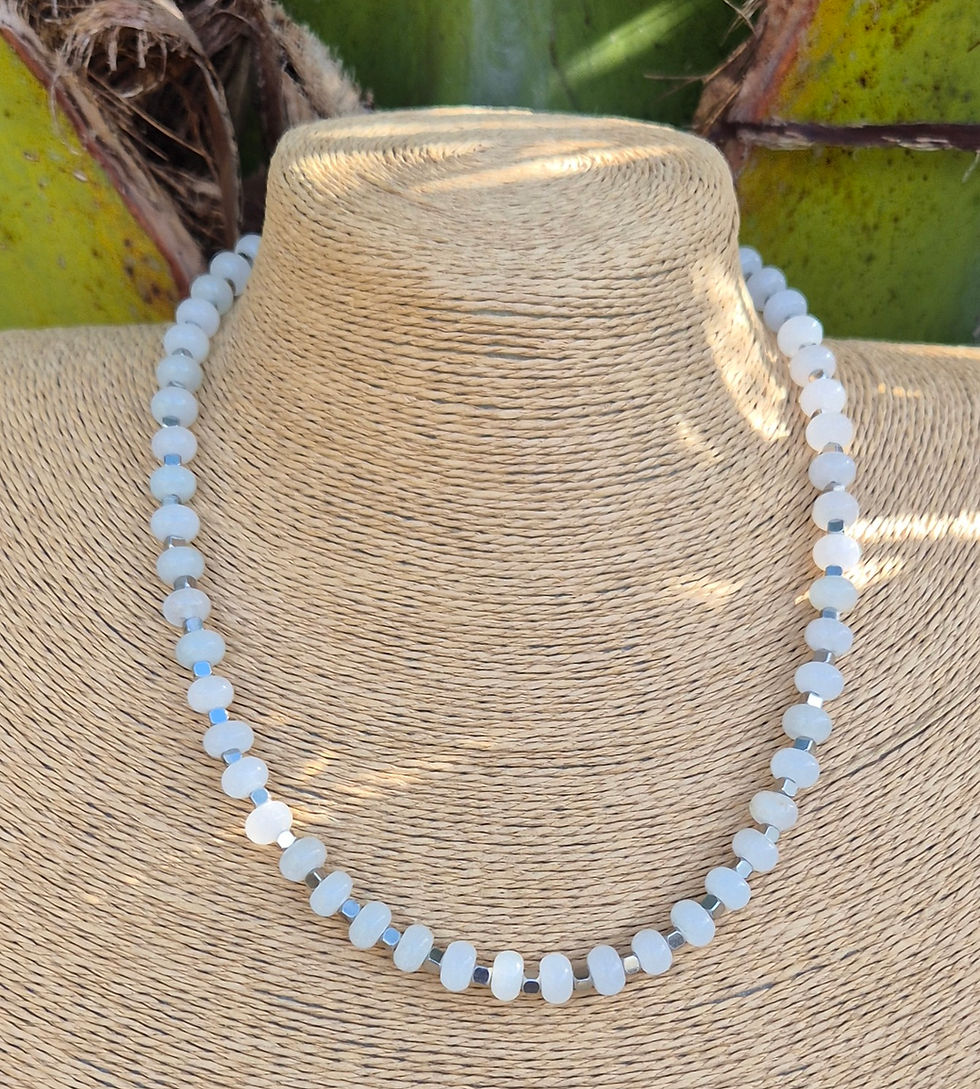 Thumbnail: White Jade Necklace ~ SILVER 