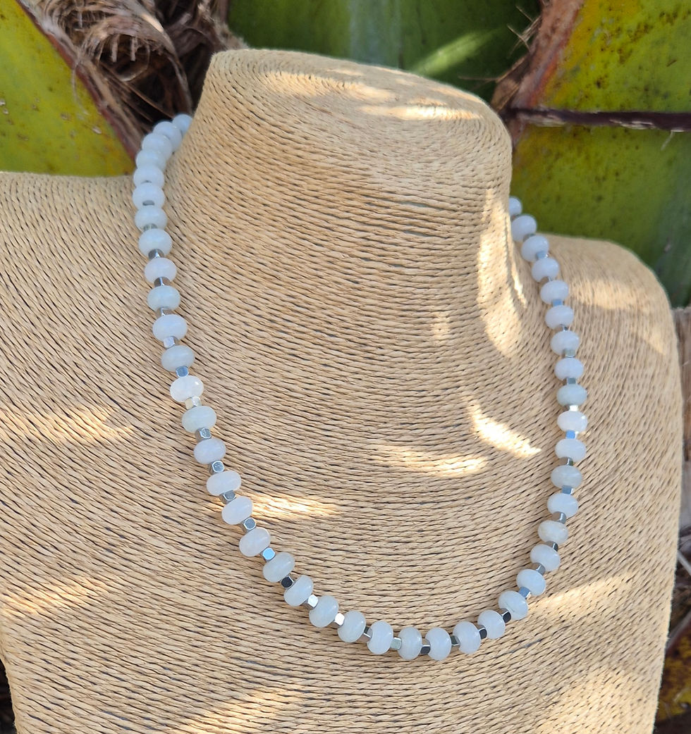 Thumbnail: White Jade Necklace ~ SILVER 