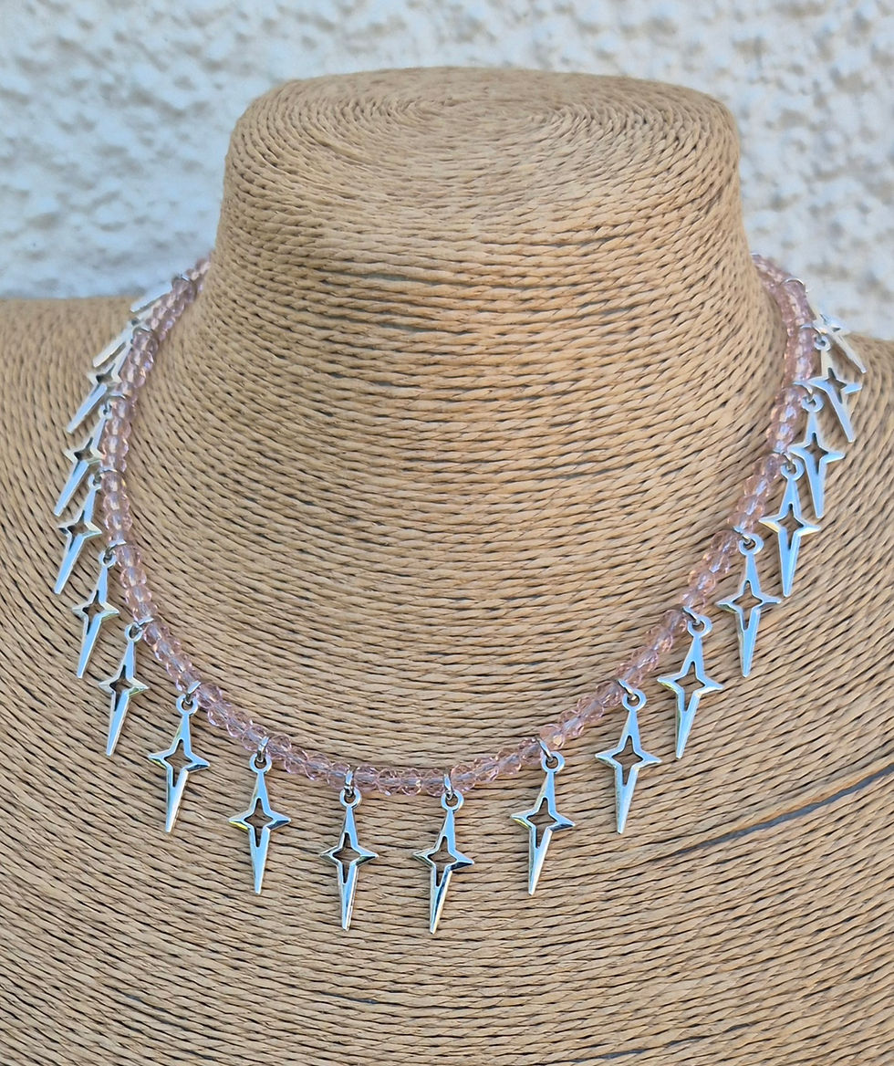 Thumbnail: Glass Crystal Star charm Necklace Choker SILVER